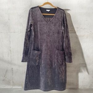 J. Jill Velvet Long Sleeve Dress in Deep Gray